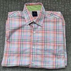 Tailorbyrd Button Down Shirt, Bright Multicolor Plaid  - Size L